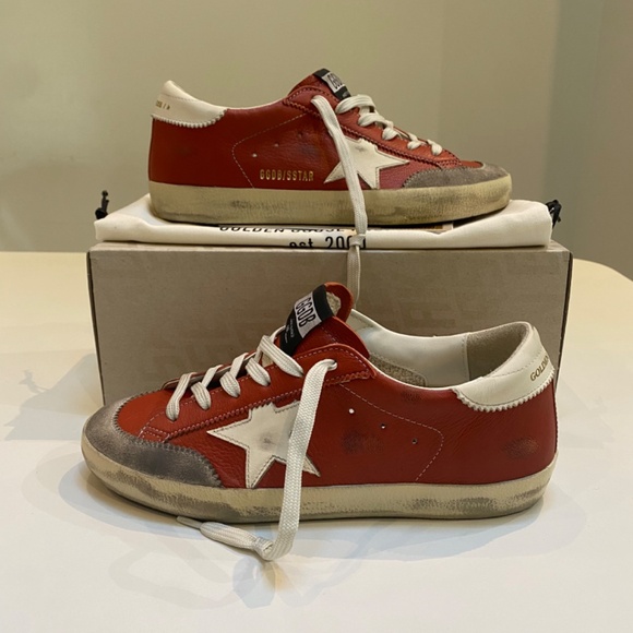 Golden Goose Superstar Penstar Sneaker Orange Leather/White/Ice sz 38 New in Box - Picture 3 of 12